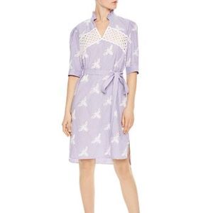 Sandro Soleil Striped Embroidered Bee-Motif Dress